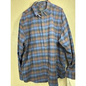 Pendleton Button Down Shirt Mens Flannel Blue Brown LS Mason Plaid Size XXL